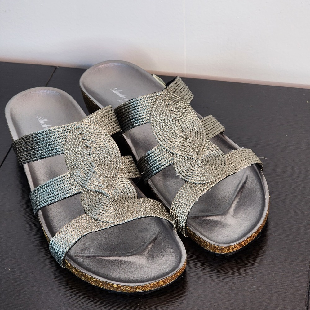 Andrea Michele Sandals‎ Silver Women's 40 Made In Italy Style 24910 Cork Bling